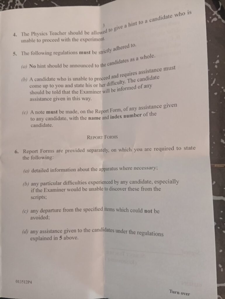 Waec 2025 Physics Practical Alternative B specimen