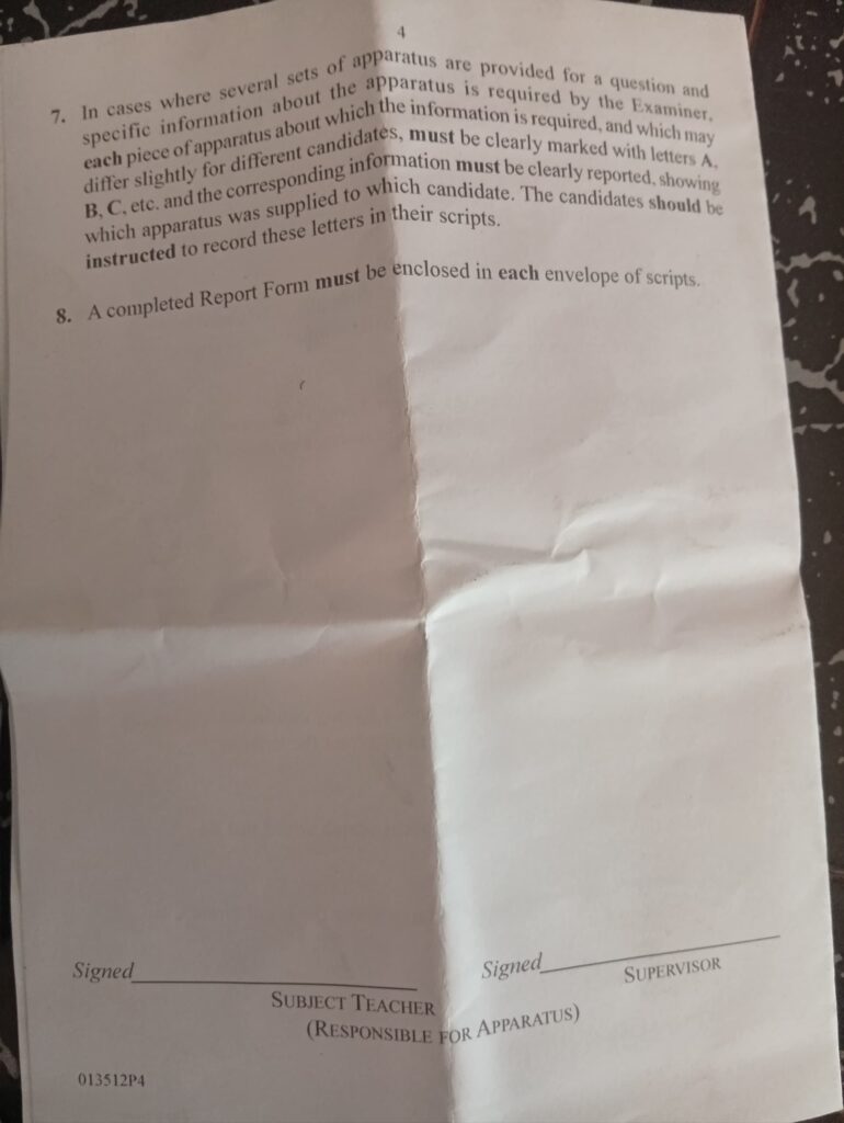 Waec physics practical specimen 2025 (Alternative B)